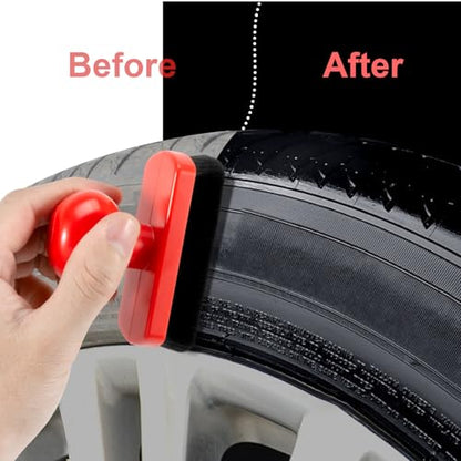 UNIMEIX Tire Shine Applicator Brush Large Vegan Tire Shine Brush with Storage Stand for Vehicles Tire Shine Polish Wax and Car Wash (Red) - color: Red