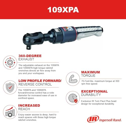 Ingersoll Rand 109XPA 3/8" Air Ratchet Wrench, 76 ft-lb Torque, 220 RPM - size: 3/8" Drive, style: 76 ft.-lb.