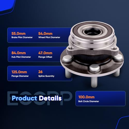 ECCPP 513287 Wheel Bearing Hub Assembly for Lexus CT200h 2011-2017 | for Toyota for Prius 2010-2015 5 lugs w/ABS Sensor Pre-Greased Sealed - size: 513287