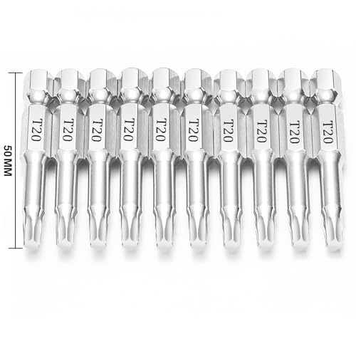 T20 Torx Bits(10-Pack 2 Inch), 1/4 Inch Hex Shank S2 Steel Magnetic star 6 Point Screwdriver bit set - style: T20