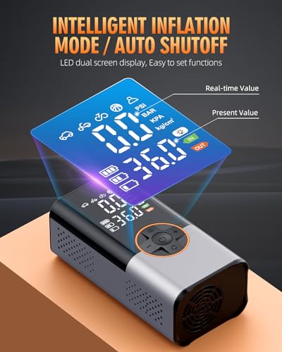 Tire Inflator Portable Air Compressor, 150PSI Cordless Air Pump, Tire Pump with Digital Pressure Gauge