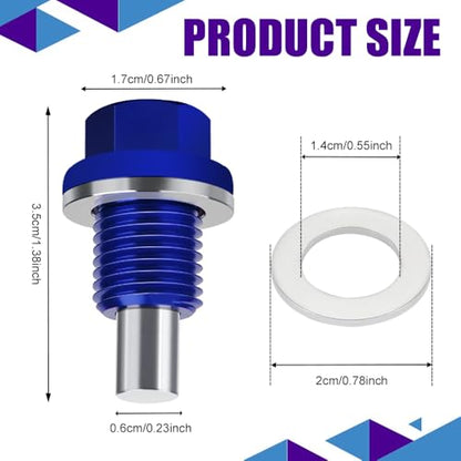 M14×1.5 Magnetic Oil Drain Plug, Transmission Oil Plug, Oil Pan Sump Drain Nut Bolt Screw Repair Kit, Car Magnetic Oil Drain Plug Removal Tool for Honda, Mazda, Suzuki, Jeep, Odyssey - color: Blue