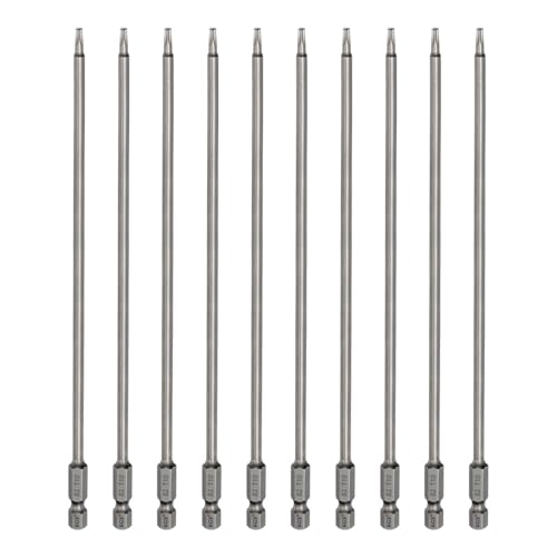 HARFINGTON 10pcs T10 Torx Head Screwdriver Bit 1/4" Hex Shank 7.87" (200mm) Long Magnetic No Hole Tip Tamper Proof 6 Point Star Screw Driver Drill Bits S2 Steel Industrial Power Screwdrivers - size: T10 x 7.87"