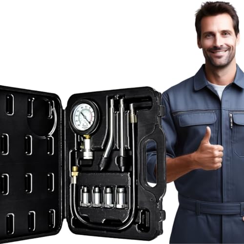 Quick and Easy Engine Diagnosis: Fits Pittsburgh Automotive Compression Test Kit, 8 Piece - Includes Everything to Check Valves and Rings, Perform Carbon Buildup Inspection and Test for Late Timing