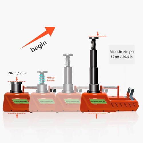 E-HEELP 15 Ton Electric Hydraulic Floor Jack, 12V DC Heavy Duty Truck Jack with LED Light for RV, SUV, Van, Sedan, Trucks (7.8-20.4 Inch Lift)