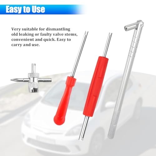 Bittwee 36PCS Car Tire Valve Stem Puller Installer Tools Kit, 4 Way Single Head Vehicle Wheel Valve Core Remover, Automotive Tire Core Removal Tool Set, Universal for SUV Sedan Truck