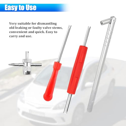 Bittwee 36PCS Car Tire Valve Stem Puller Installer Tools Kit, 4 Way Single Head Vehicle Wheel Valve Core Remover, Automotive Tire Core Removal Tool Set, Universal for SUV Sedan Truck