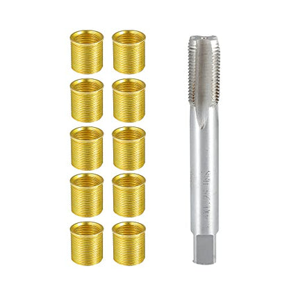 Outer Universal Spark Plug Thread Repair Tools Set with M12x1.25 Inner Thread Inser and M14x1.25 Tap/Engine Repair Tools/Durable/Gold Tone