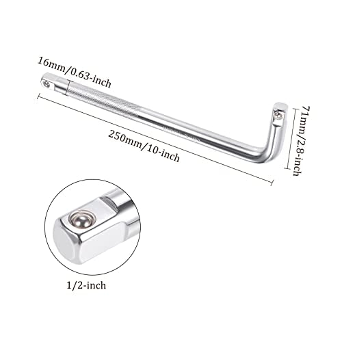 Breaker Bar - [1/2 Inch Drive] L Shape Socket Wrench Extension for Car Mechanical Equipment Repair Use, CR-V Steel