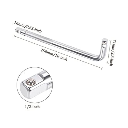 Breaker Bar - [1/2 Inch Drive] L Shape Socket Wrench Extension for Car Mechanical Equipment Repair Use, CR-V Steel