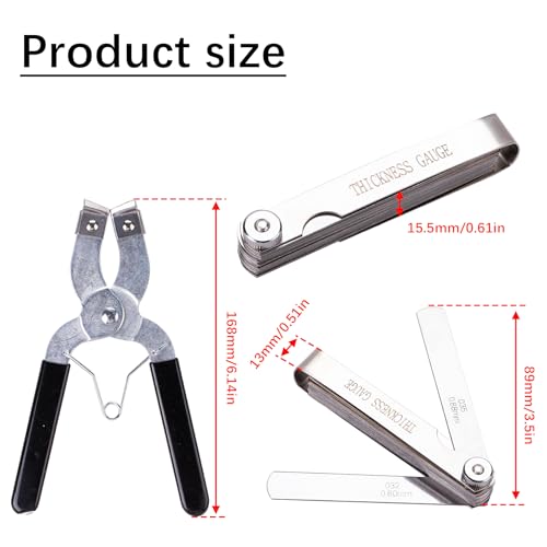 Piston Ring Compressor Tool Car Engine Piston Ring Installer Removal Kit Adjustable Sizes From 2-1/8 Inches To 7 Inches，with Piston Installer Plier and Stainless Steel Feeler Gauge