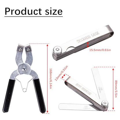 Piston Ring Compressor Tool Car Engine Piston Ring Installer Removal Kit Adjustable Sizes From 2-1/8 Inches To 7 Inches，with Piston Installer Plier and Stainless Steel Feeler Gauge