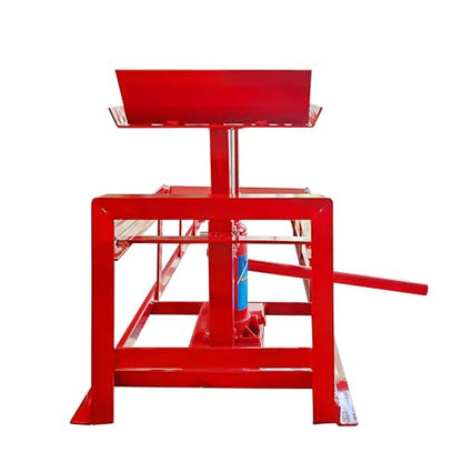 Car Ramps, 2 Pack 11000Lbs 5-ton Hydraulic Truck Ramp Lift, Automotive Low Profile Oil Change Service Ramps with Support Jack for Vehicle Garage Repair, Adjusted Height Range 9.8 to 15 Inches - color: Red