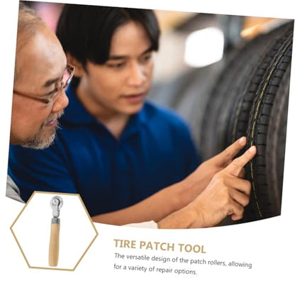 Hemobllo Tire Repair Tool Set 2pcs Tire Patch Rollers Wooden Handle for Car and Motorcycle Sturdy Roller Tool for Easy