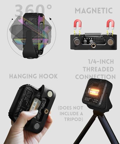 Rechargeable Magnetic Work Light, Portable LED Work Light with 7 Modes & Stepless 1800K-5500K, 360° Rotatable with Hook, Mechanic Light for Car Repair Camping Outdoor Emergency
