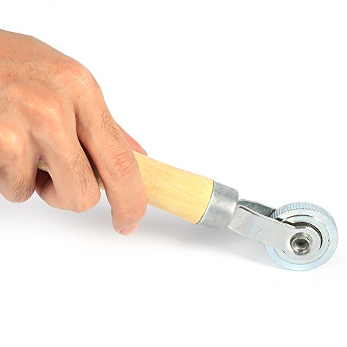 Wnvivi Tire Patch Roller,Wooden Handle Repair Tube Stitch Puncture Patch Tyre Roller,Patch Tyre Roller Bearing Tool Kit