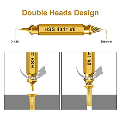 HSS 4341 Screw Extractor Set, 5-Piece Double-Ended Drill Bits, 2-14mm Range, Gold Titanium - color: Yellow*5