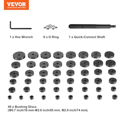 VEVOR 52PCS Custom Bushing Bearing & Seal Driver Set, Transmission Wheel Axle Bearing Race, Seal Driver Installer Remover, 18-65mm & 74mm Metric Discs Bush Removal Puller Bearing Press Tool Kit - style: 52 Piece