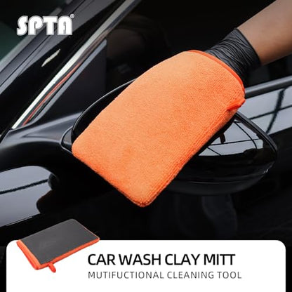 SPTA Clay Mitt, Medium Grade Clay Bar Infused Mitt, Synthetic Clay Glove, Car Detailing Glove Quickly Removes Debris,Embedded Contaminants,Tree Sap & Brake Dust from Your Paint,Glass,Wheels, & More - color: Clay Mitt