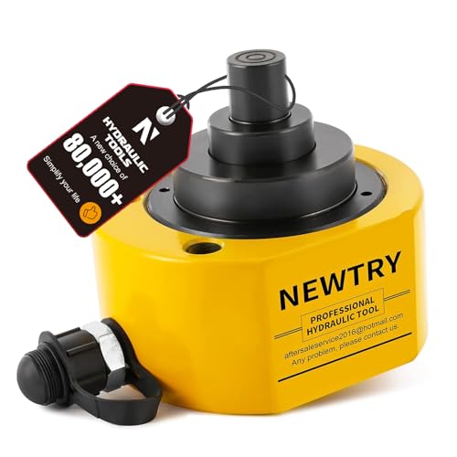 NEWTRY Hydraulic Ram Jack 50 ton Hydraulic Cylinder Low Profile Ram Jack Multi-Section 2.56” Stroke Lifting Cylinder Mini, Portable for Machinery, Bridge, Construction - size: 50T
