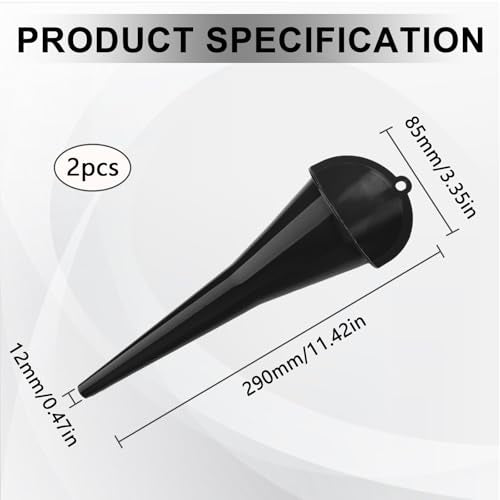 2PCS Oil Funnel,Oil Change Funnels, Universal Fuel Funnel with Long Neck, Multi-Function Engine Oil Funnel for Filling Oils Gas Lubricants Water Diesel and Fluids (Black)