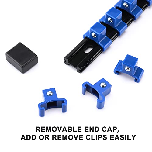 CASOMAN 12PC ABS Socket Organizer, Premium Quality Socket Holders,1/4-Inch x 48 Clips, 3/8-Inch x 90 Clips, 1/2-Inch x 36 Clips, Blue & Red & Black - size: 12PCS