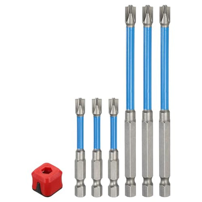 HARFINGTON 6Pcs FPH2 Slotted Phillips Head Screwdriver Bit Set, 65mm and 110mm Magnetic Tip 1/4" Hex Shank Metric Flat Cross Driver Drill Bit Wrench for Various Electric Screwdrivers