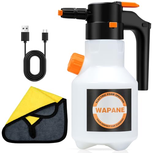 CUCOS Electric Foam Sprayer 2L/0.5 Gallon, Cordless Rechargeable Car Foam Cannon, Portable Battery Powered Foam Blaster, High Pressure Sprayer for Car Wash, Auto Detailing & Garden Cleaning - color: Orange