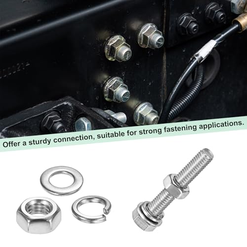 M METERXITY 4-Pack Hex Head Screw Bolt with Nuts Flat & Lock Washers M5x30mm Stainless Steel Bolts and Nuts Kit Fully Threaded Metric Bolt Assortment for Equipment/Machinery - size: M5 x 30mm