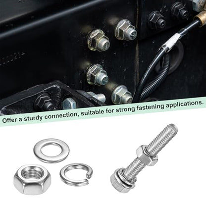 M METERXITY 4-Pack Hex Head Screw Bolt with Nuts Flat & Lock Washers M5x30mm Stainless Steel Bolts and Nuts Kit Fully Threaded Metric Bolt Assortment for Equipment/Machinery - size: M5 x 30mm