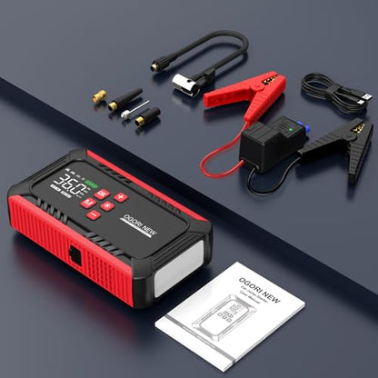 7000A Jump Starter with Air Compressor, 21800mAh Car Battery Jump Starter (All Gas/16.0L Diesel) with 150PSI Auto-Shutoff Tire Inflator, 12V Portable Jump Box with Booster, Jumper Cables - size: M