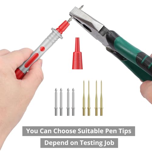 Proster 24pc Multimeter Test Lead Kit - Probes Alligator Clips 1000V | Replaceable 2 Probes 8 Tips 4 Clips 2 Spring Hooks 2 Leads 2 Banana 2 Spade CAT III 1000V, 10A Silicone leads - style: Test Leads 24pcs