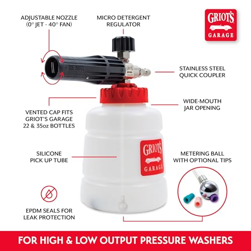 Griot’s Garage The BOSS Foam Cannon for Car Washing and Detailing, Pressure Washer Foam Gun