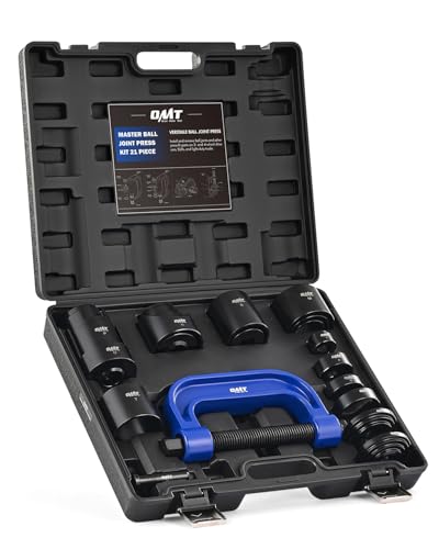Orion Motor Tech Ball Joint Press Kit, 21pc Master Ball Joint Removal Tool, Upper and Lower Ball Joint Remover with C Frame, Heavy Duty Brake Anchor Pin U Joint Ball Joint Press Tool for 2WD 4WD Cars - color: Blue C-frame Black Case