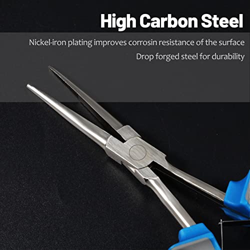 SPEEDWOX 7 Inches Long Reach Needle Nose Pliers with Serrated Jaw | Slim Extra Long Plier, Long Nose Mini Precision Wire Looping, Hard to Reach Narrow Spaces, High Leverage Fine Tips - style: Needle Nose Pliers with Teeth