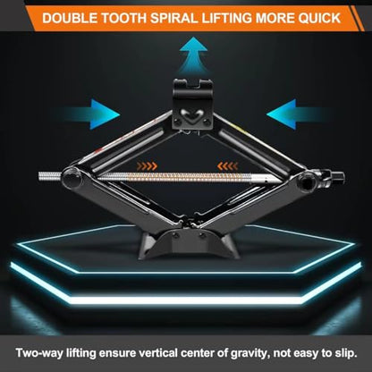 Qimu Car Jack Kit Heavy Duty Scissor Jack for Car 2 Ton(4409 lbs) Scissor Jack Kit Tire Wrench Jack Portable Quick Lifting Tire Changing Kit Car Lift Jack Tire Jack Kit for SUV and Auto