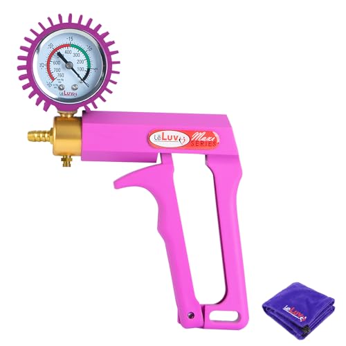 LeLuv Maxi Vacuum Pump - Manual Hand Vacuum (0-30 Hg, 0-760 mmHg) with Ergonomic Nylon Handle, Release Valve, & Rubber Protected Pressure Gauge (1/8" NPT), Compatible with LeLuv Pump Series - Purple - color: Purple