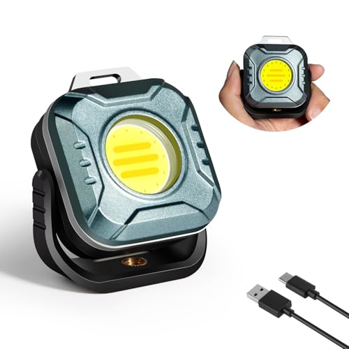 Magnetic Work Light Rechargeable, 500 Lumens Floodlight | 1200 mAh LED Portable Lamp, 2.9 Oz Mini for Emergency Nighttime Auto Repair, Birthday Gifts for Husband and Father, Grey - color: Grey-1 PACK