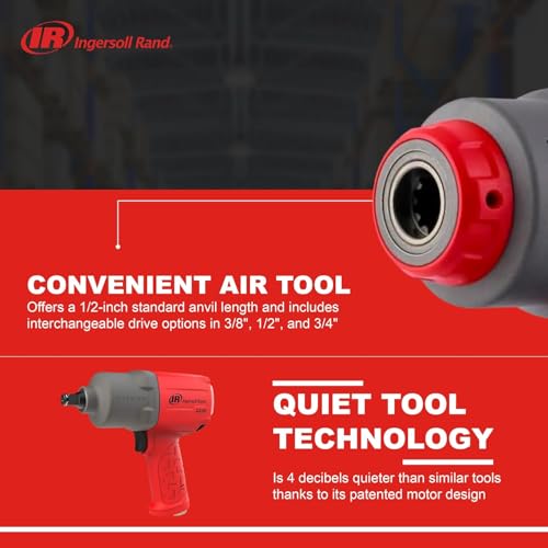 Ingersoll Rand 2236QTiMAX DXS2 1/2" Drive Air Impact Wrench with Up to 1,500 Ft-Lbs Torque Output, Gray - size: Standard Anvil (Single Unit), style: 2236 DXS2, Standard Anvil