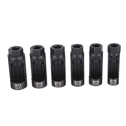 ANGGREK 6Pcs Suspension Strut Nut Socket Set 16mm 18mm 19mm 21mm 22mm 24mm CRMO Shock Absorber Strut Nut Removal Tool Kit with Storage Case for Vehicle Suspension Repair