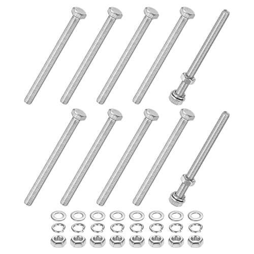 M METERXITY 10-Pack Hex Head Screw Bolt with Nuts Flat & Lock Washers M5x65mm Stainless Steel Bolts and Nuts Kit Fully Threaded Metric Bolt Assortment for Equipment/Machinery - size: M5x65mm