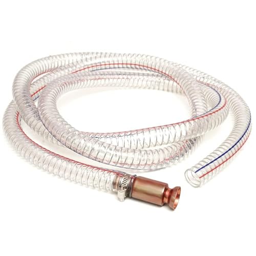8.2FT 1" Heavy Duty Gas Siphon Hose, Self-Priming Fuel Transfer Pump | Jiggler Siphon with Brass Valve & Metal Clamp, Transfer Hose for Gasoline, Fish Tank Water Changes, Boats, ATVs & Tractors - size: 1"ID x 1Pcs