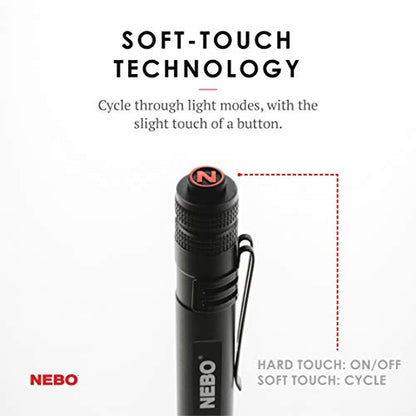 NEBO INSPECTOR RC Pen Light | 360 Lumens, 3 Light Modes, Rechargeable & AAA Battery Powered LED Flashlight, Waterproof, Compact & Durable, Pocket Clip for EDC, Includes USB Charging Cable - style: Black - 360 Lumens