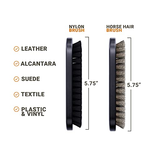 Premium Horse Hair Leather Brushes Set for Car Detailing, Furniture & Upholstery - Professional Horsehair Cleaning Brush for Couch, Car Seats, Alcantara & Interior Surfaces