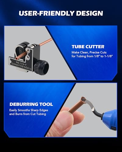 Orion Motor Tech 45° Flaring Tool Kit, Single Flaring Tool for 1/8" - 3/4" Tubing, Professional Pipe Flare Tool for Copper Brass Aluminum Pipes