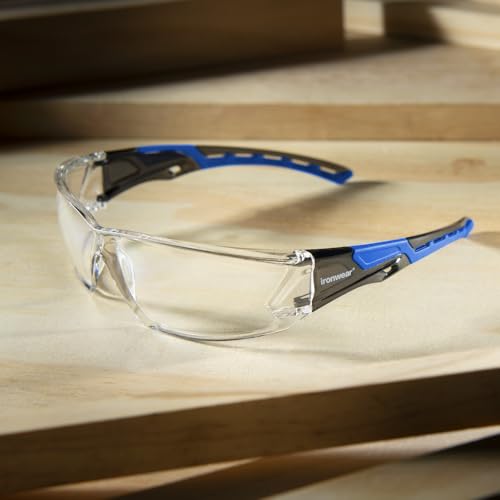 Ironwear 3085 Safety Glasses Anti-Fog ANSI Z87 Compliant with UVA and UVB Protection - color: Blue,clear