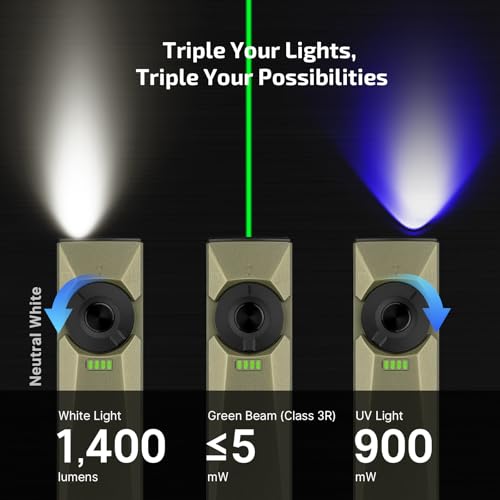 OLIGHT Arkfeld Ultra EDC Flat Flashlight Rechargeable, OAL, Olive-Green NW | Green Beam,UV Light, White LED, 1400 Lumens, Compact Magnetic Pocket Flashlight for Emergency Inspection Working - style: Netural White (4000k~5000K)