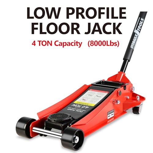 4 Ton Low Profile Floor Jack, Hydraulic Racing Floor Jack with Dual Pistons Quick Lift Pump for Sport Utility Vehicle, Lifting Range 4"-21" (4 Ton Lifting 4"-21") - size: 4 Ton Lifting 4"-21"