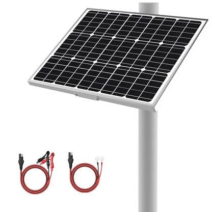 12V 50W Solar Battery Trickle Charger & Maintainer - Waterproof 50 Watt Solar Panel Built-in Ultra Smart MPPT Charge Controller + Adjustable Pole Mount Brackets for Pole Dia 2.35-4.0inch/60-100mm - size: BC-50W-PM PRO