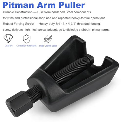 Heavy-Duty Conical Pitman Arm Puller Replace 8150 for Cars & Light Trucks, 3/4-16 Forcing Screw, Steering Removal Tool